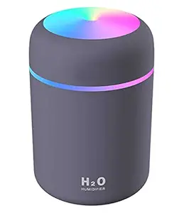 SELLER ZONE Humidifiers With Colorful Light For Room, Bedroom, Office, Car (Gray), 300 Ml